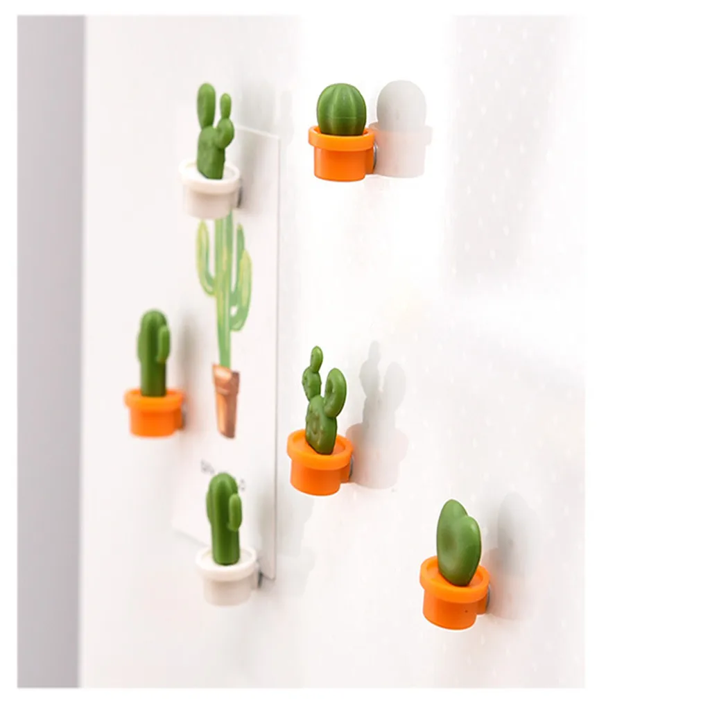 6PCS Cactus Refrigerator Stickers Green Plant Magnetic Buckle Fridge Magnet Creative Children | Дом и сад
