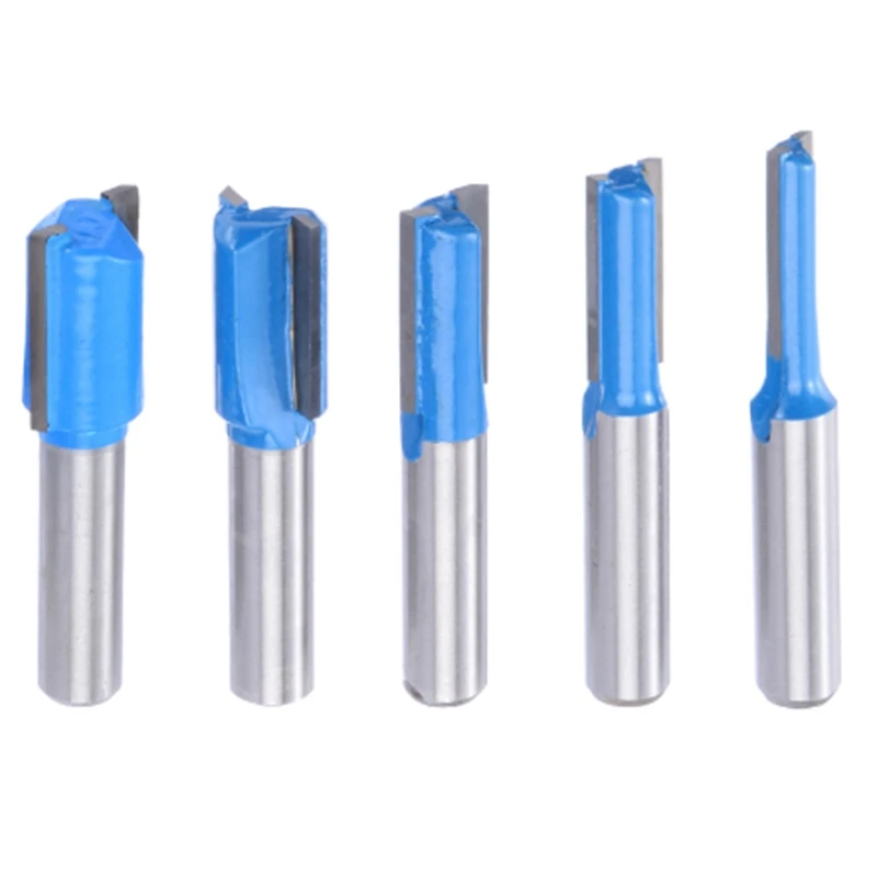 

Hot 5Pcs 8Mm Shank Straight Router Bit Set Diameter Wood Cutting Tool