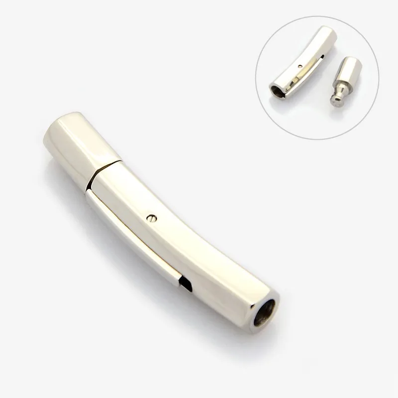 

304 Stainless Steel Bayonet Clasps Tube Stainless Steel Color, 27x6x5mm, Hole: 3mm