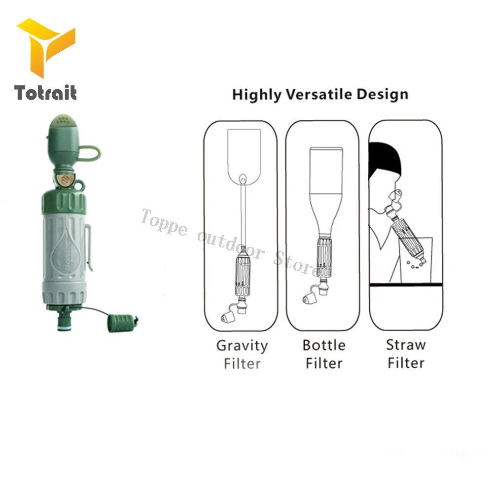 

TOtrait Outdoor Water Purifier Multi-function Wild Survival Portable Direct Drinking Water Filter Mountain Hiking Filter Straw