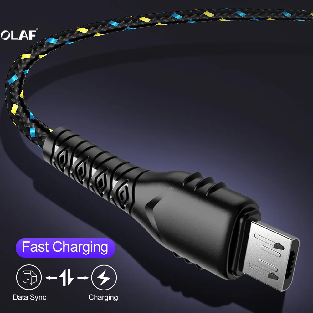 OLAF Micro USB кабель для Xiaomi передачи данных Шнур быстрой зарядки провод, usb-кабель для samsung кабель мобильного телефона для Huawei P10 Lite