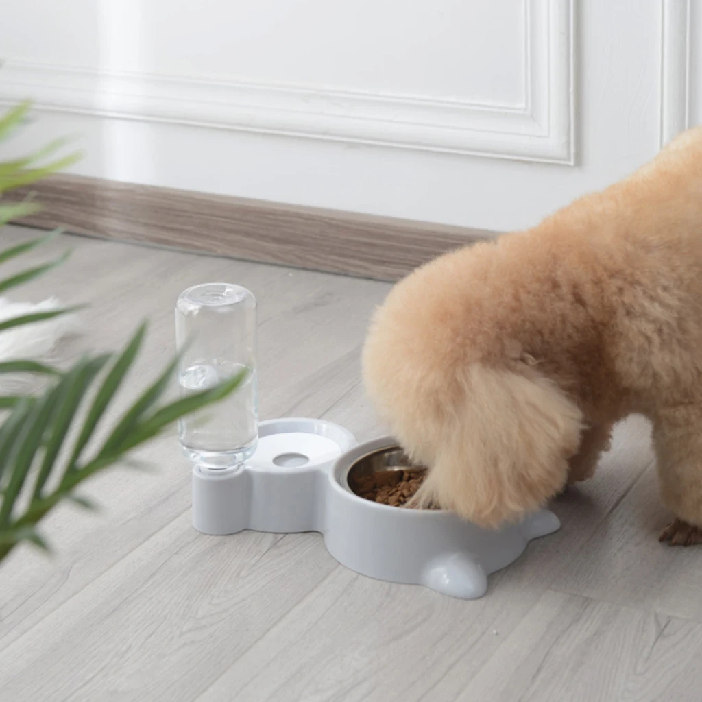 Pet Cat Bowl Double Bowl Automatic Drinking Fountain Dog Drinking Water Cat Kitten Drinking Water Food 3