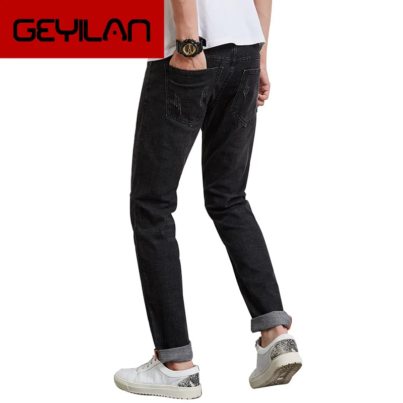 

Jeans Men 2019 Spring and Autumn tide jeans Black Stretch jeans Men's Loose Straight Stretch Casual jeans Size 28-34 36