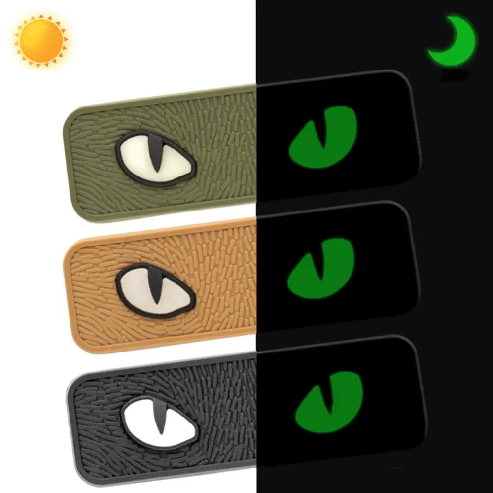 Luminoso ojo de gato PVC parche moral táctico sujetadores con gancho pegatina reflectante para casco mochila chaleco militar ventilador equipo