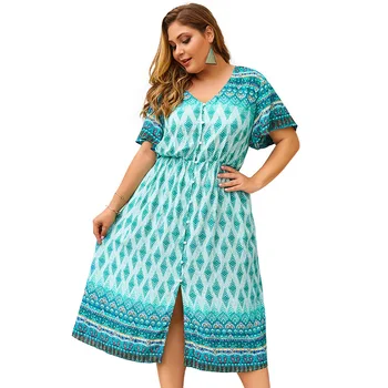 

Plus size women's clothing original design fat ladies hot-selling print dress
