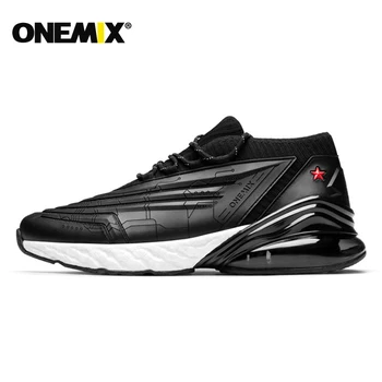 

ONEMIX Men Sneakers Women Running Shoes Leather Upper Shock Absorption Cushion Soft Energy Drop Midsole Outdoor Jogging Shoes
