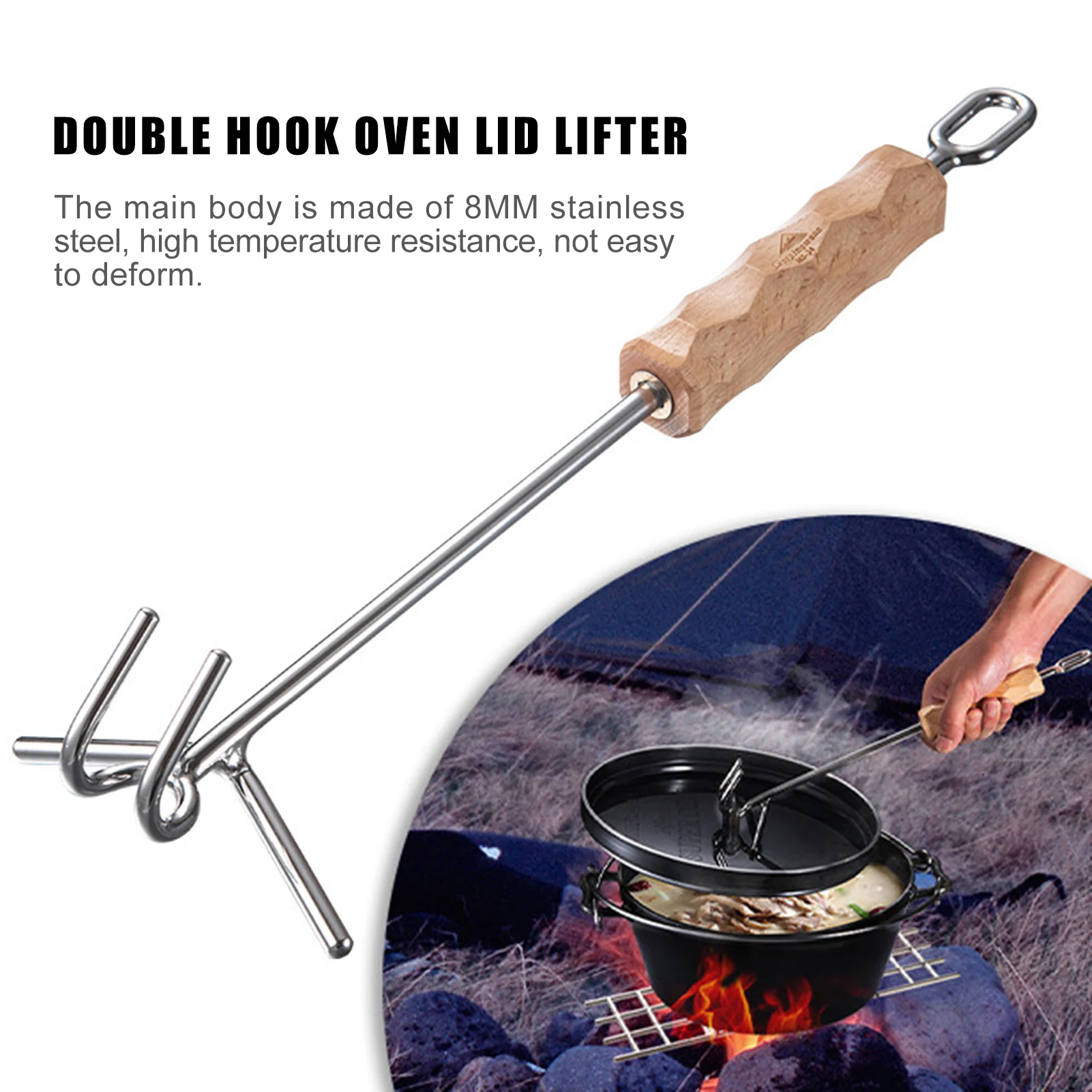 Dutch Oven Lid Lifter Stainless Steel Double Hook Screwdriver Cast Iron Pot  Lid Opener Lengthened Cast Iron Dutch Pot Lid - Outdoor Stove & Accessories  - AliExpress