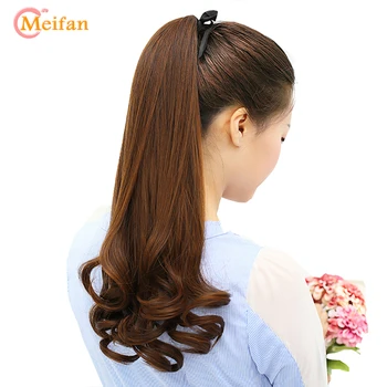 

MEIFAN Long Wave Curly Ponytail for Women Ribbon Wrapped Around Hair Ponytail Extensions Heat Resistant Synthetic Hairpieces