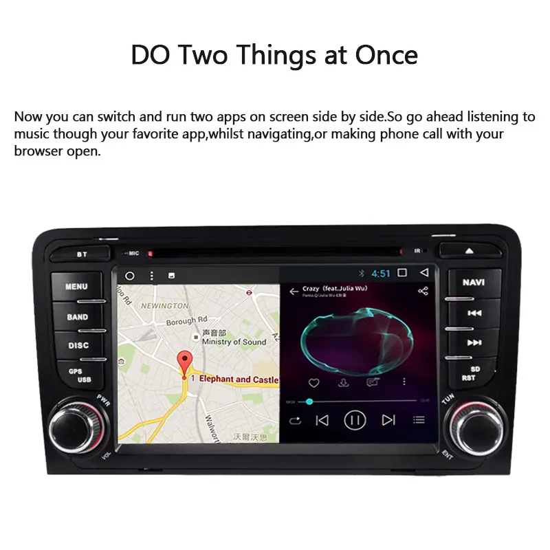 Sale 2 din AutoRadio Car DVD Player head unit For Audi A3 8P 2003-2012 S3 2006-2012 RS3 Sportback Multimedia GPS Navigation Stereo BT 4