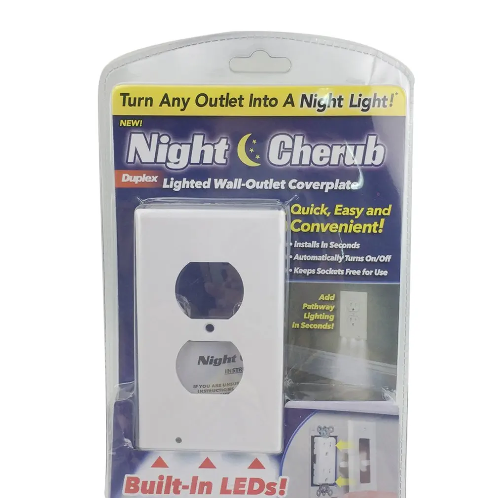

2 Plug Wall Outlet Cover Plate With Led Night Light Hallway Bedroom Bathroom Night Induction Light Socket Light Road Light