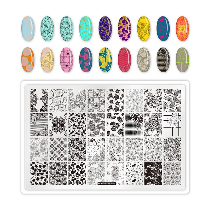 WAKEFULNESS Геометрическая сетка для дизайна ногтей штамповки пластины из нержавеющей стали цветы шаблон для ногтей Трафаретный Маникюр Штамп Инструменты - Цвет: 045