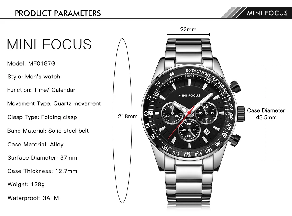 MINI FOCUS Quarzuhr für Herren, wasserdicht_voghion.com