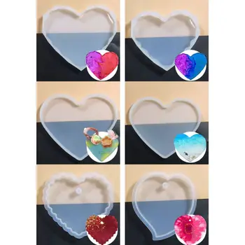

Resin Crystal Epoxy Mold Love Heart Coaster Casting Silicone Mould DIY Crafts Desk Decorations Making Tools