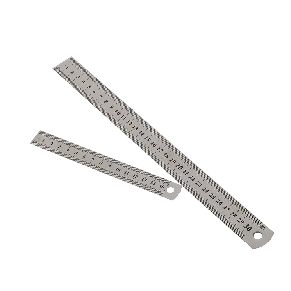 Black Gray Stainless Steel 15cm 6 inches Metric Measuring Straight Ruler 
