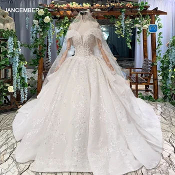شراءHTL822 الحبيب الزفاف فساتين قطار طويل يزين الدانتيل فساتين زفاف الكرة ثوب مع الحجاب Vestidos دي Novia 11.11 تعزيز