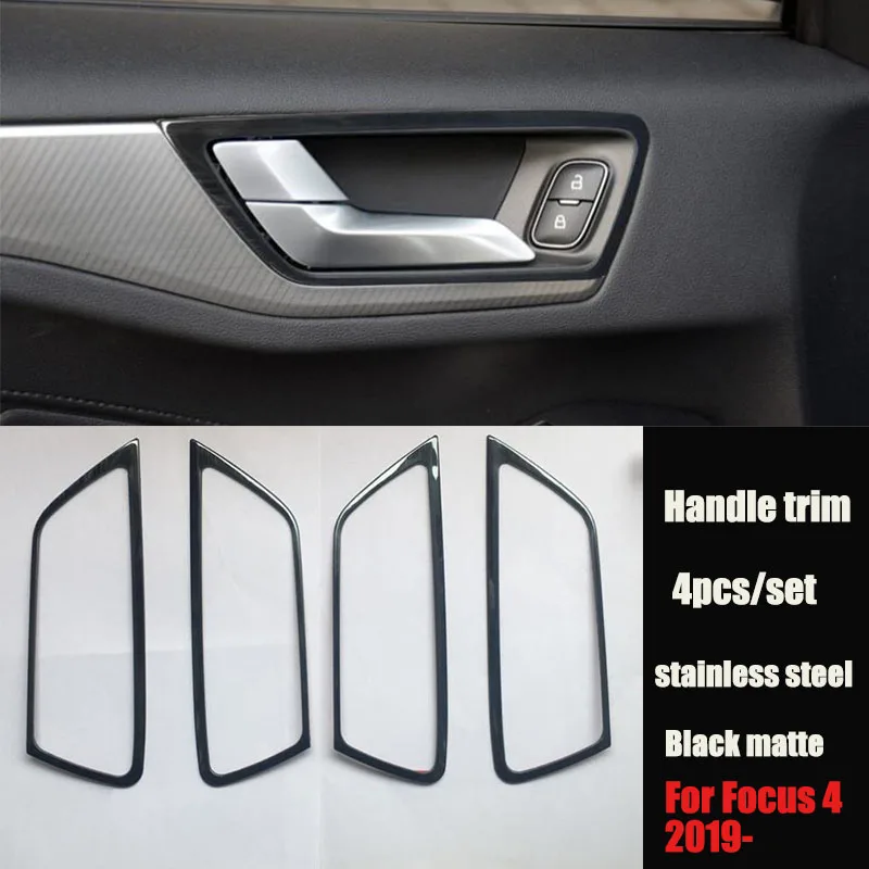 Аксессуары для стайлинга автомобилей, декоративная накладка для внутренней ручки, декоративная наклейка, чехол для Ford Focus 3 4 mk3 Sedan Hatchback 2012 - Название цвета: Steel Black matte 19