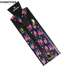 FOXMOTHER Flower Floral Print Mens Womens Unisex Clip-on Suspenders Unisex Elastic Y-Shape Braces