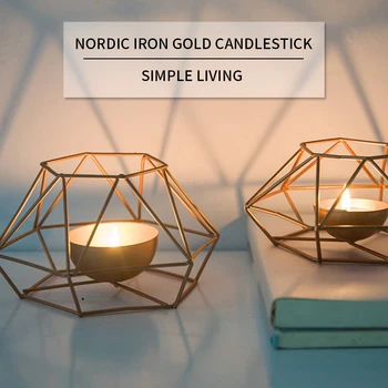 

Nordic Style Wrought Iron Geometric Candle Holders Metal Crafts Tealight Holder for Living Room Bedroom Wedding Decorations
