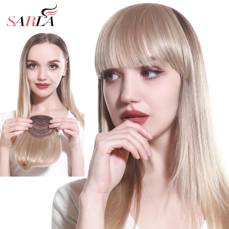Hairpiece Bang Fringe-Clip Synthetic Brown Black SARLA Blunt on Flase Natural B7