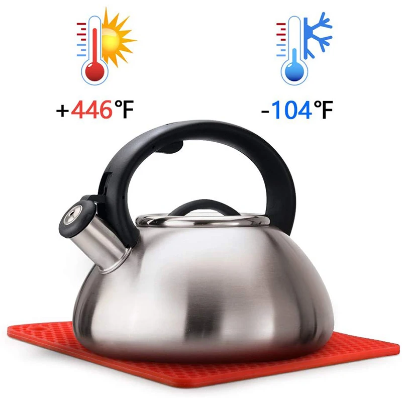 Bimormat Sottopentola in silicone, 4 pezzi, forma 2 (2 quadrati+2 rotondi), resistente al calore, tappetini in silicone, grandi sottobicchieri per banconi da cucina, tavoli, piatti caldi, pentole
