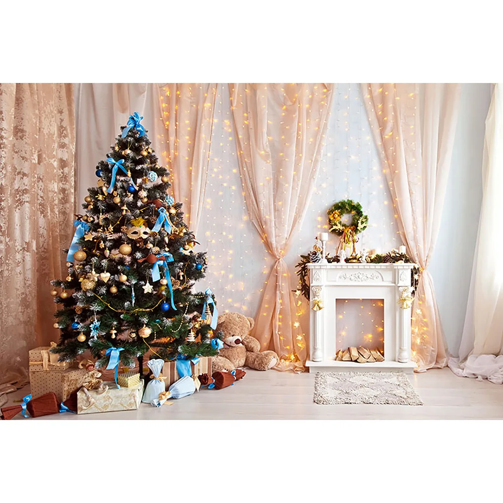 Золотой Рождественский Блестящий Фотофон X-mas Tree камин подарки фон занавеска зимняя детская ПОРТРЕТНАЯ ФОТОГРАФИЯ