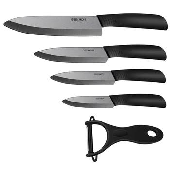 

Ceramic Knife 3 4 5 6 inch Kitchen Knives Serrated Bread Set Peeler Zirconia Black Blade Fruit Chef Knife Vege Cook Tool