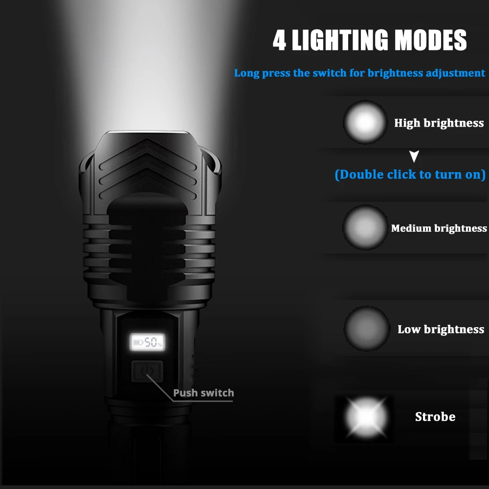  Quad-core XHP90 super bright LED Flashlight With smart chip Waterproof With bottom outdoor safety h - 4000318116504
