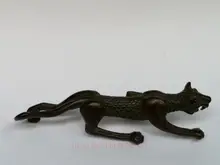 

YIZHU CULTUER ART Collection Old China Bronze Carving Leopard Statue Pendant or Paperweight Family Decoration Gift
