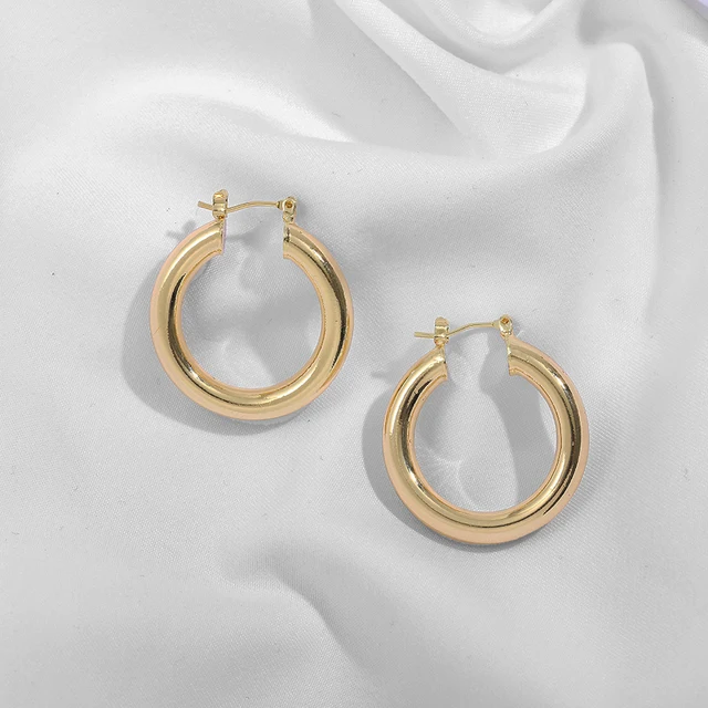 Gold Silver Color Stainless Steel Hoop Earrings for Women Small Simple Round Circle Huggies Ear Rings Steampunk Accessories 212324