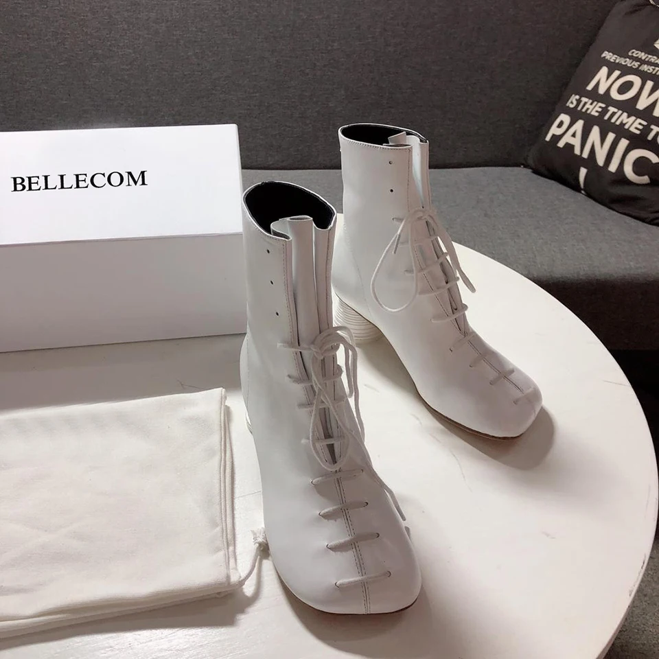 

BELLECOM 2019 Autumn and Winter New Women's Cup and Leather Martin Boots