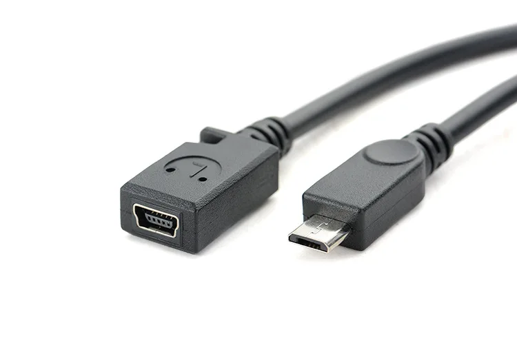 20 см мини USB Женский к Micro USB Мужской Разъем Кабель передачи данных для телефонов MP3 MP4 0,1 м черный цвет