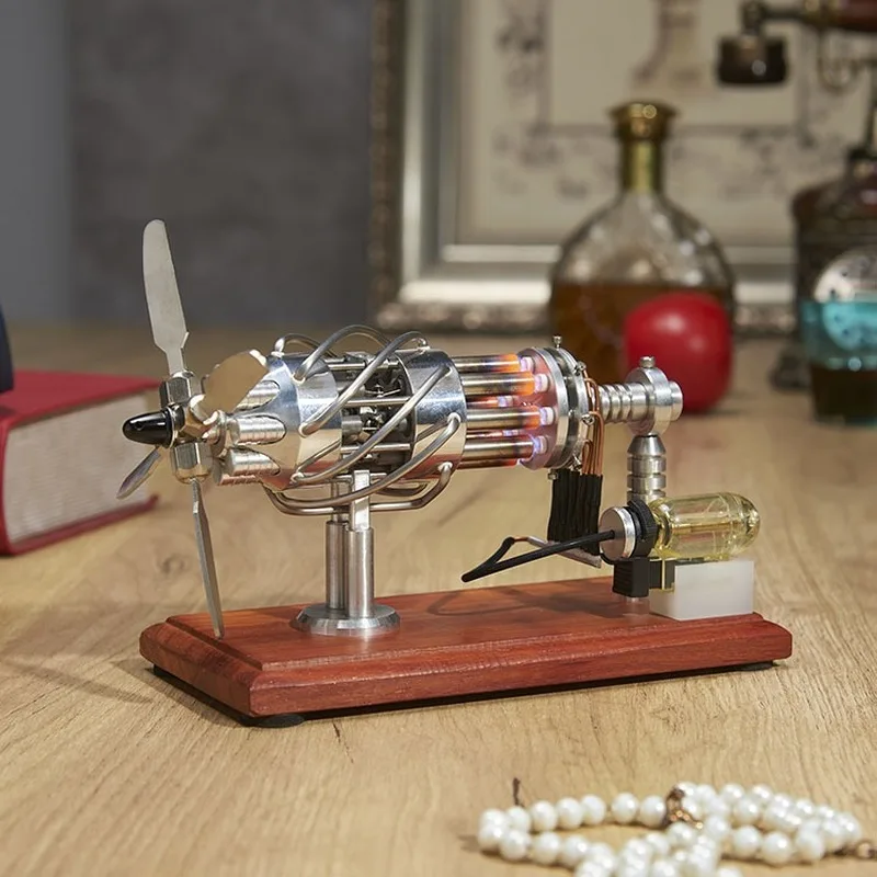 Qcwwy Motore Stirling Ad Aria Calda a 4 Cilindri, Generatore di Energia Ad Aria Calda in Miniatura Laboratorio di Fisica Modello Didattico Strumento Generatore di Energia in Miniatura