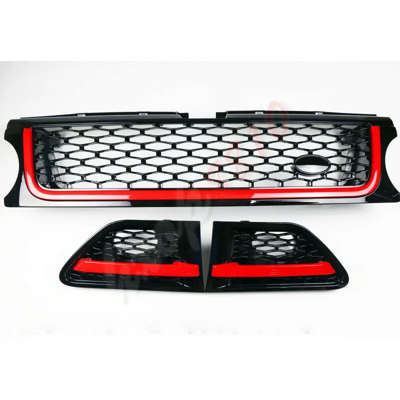 Для Land Rover Range Rover Sport 2006-2013 Высококачественная Черная рамка/сетка с красным краем
