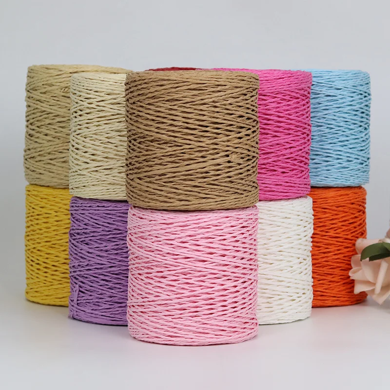 100G Raffia Yarn Kintting Paper Straw Yarn for Crocheting Hat Fancy Yarn Flower Packing Summer Fashion Handmade Material 4