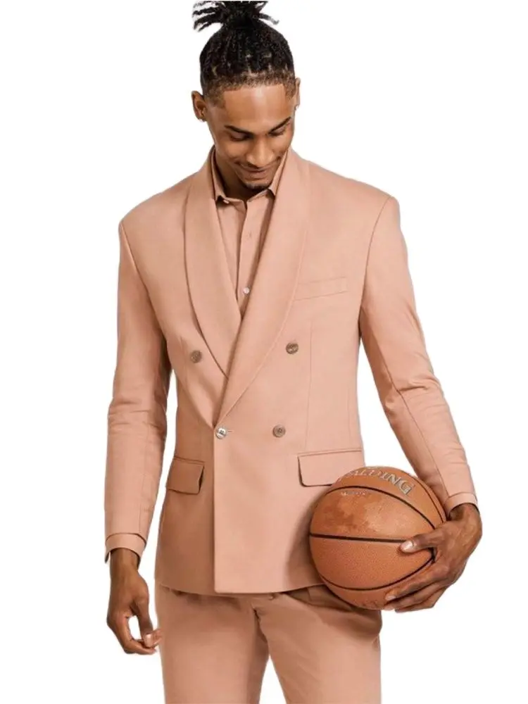 

2022 Stylish Double Breasted Costume Homme Men Suits Wedding Slim Fit Blazer 2 Pcs Jacket Pants Bridegroom Groomsmen Clothing