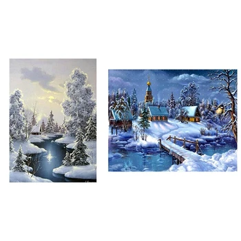 

Diamond Painting Landscape Snow Night Patterns & Winter Diamond Embroidery Landscape Full Square Snow