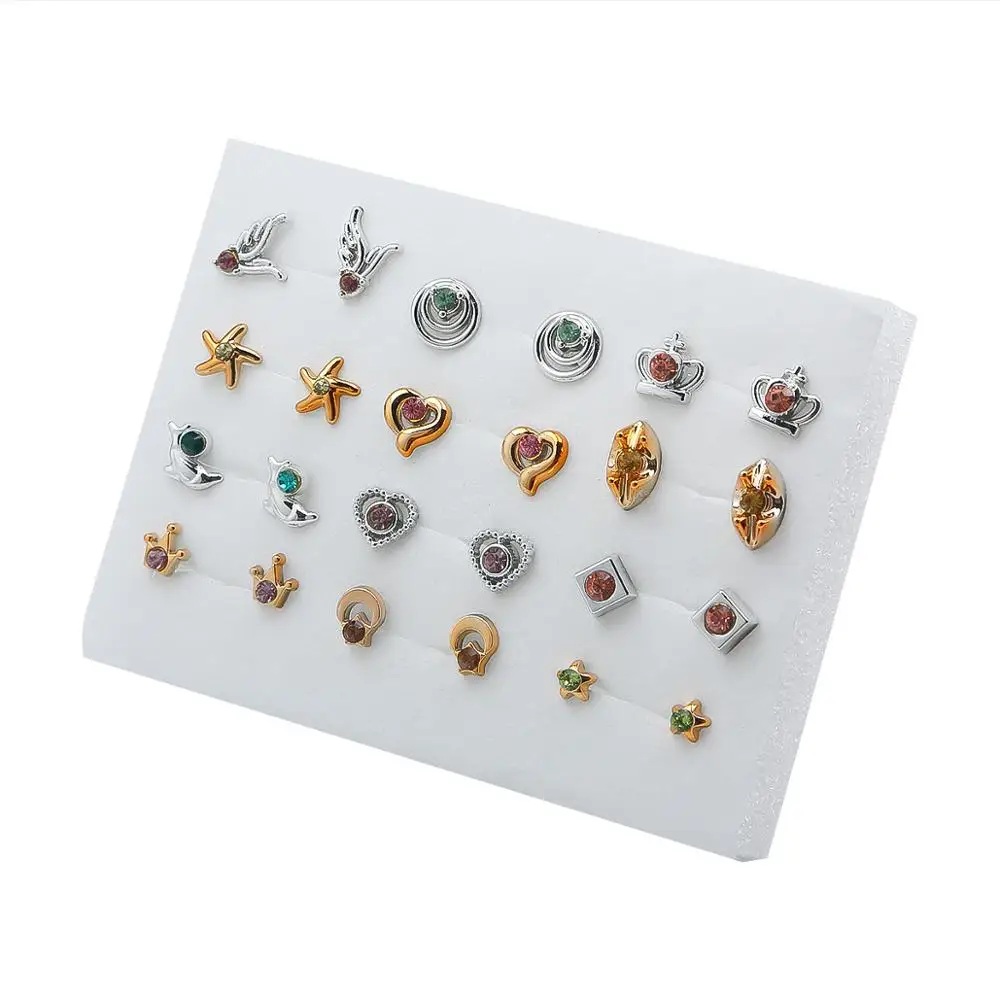 12 paia di orecchini in plastica per orecchie sensibili, orecchini a perno in plastica da donna, set di orecchini a perno con zirconia cubica portafortuna da 2 mm, 3 mm, 4 mm, 5 mm, 2MM, Acrilico
