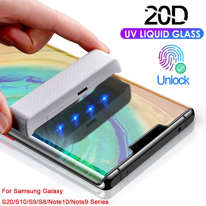 Закаленное УФ-стекло с жидким клеем для Samsung Galaxy S20 Ultra S8 S9 Plus S10 Note 10 9 защита экрана