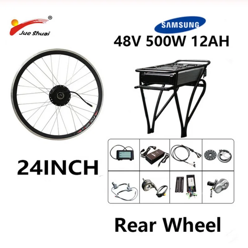 48 в 500 Вт набор преобразования для электрического велосипеда задняя стойка батарея бесщеточный концентратор велосипедный двигатель мощный Bicicleta Eletrica электрический велосипед комплект - Цвет: 24 inch S900