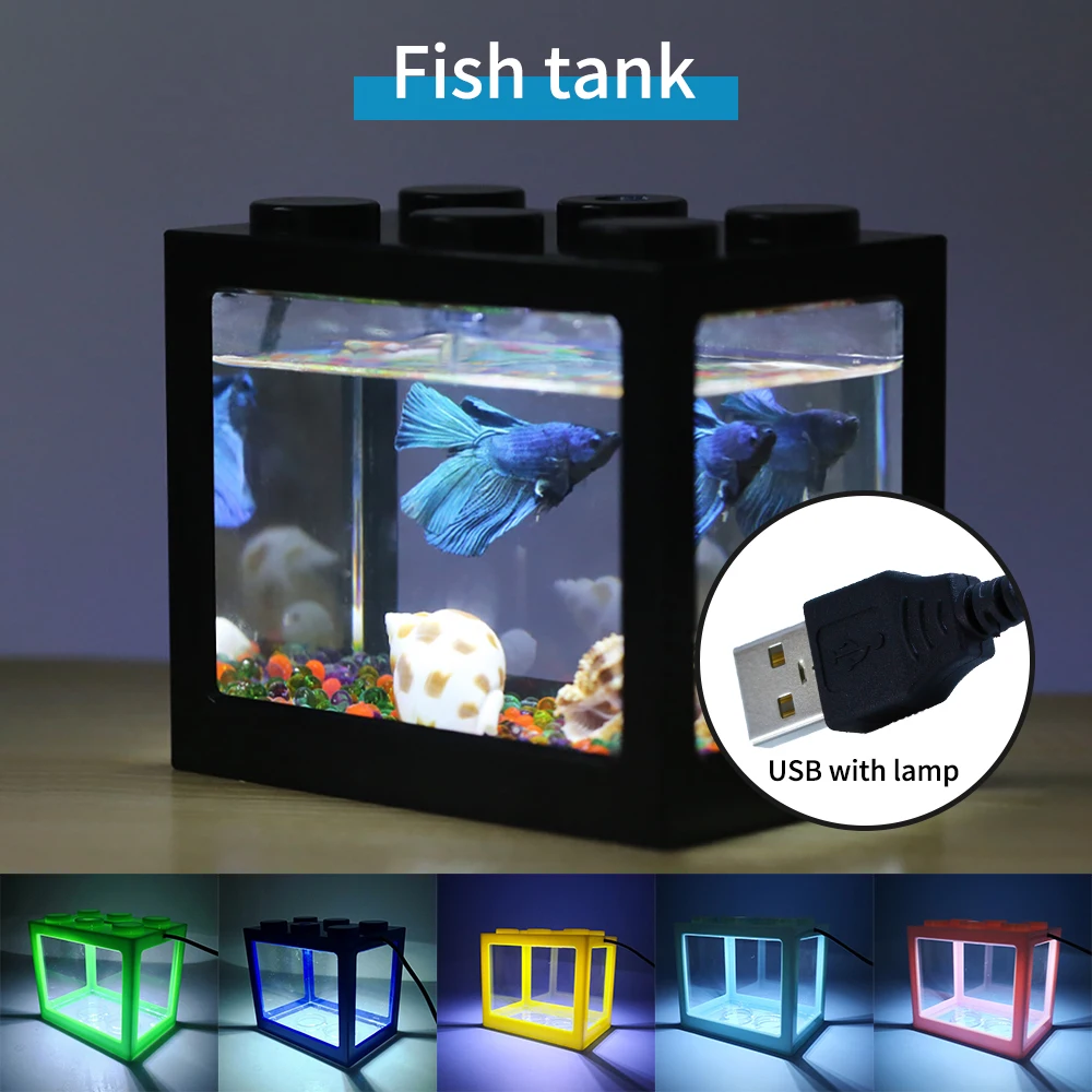 Mini Aquarium Fish Tank Fish Fighting Cylinder Multicolor Small Reptile Home font b Pet b font