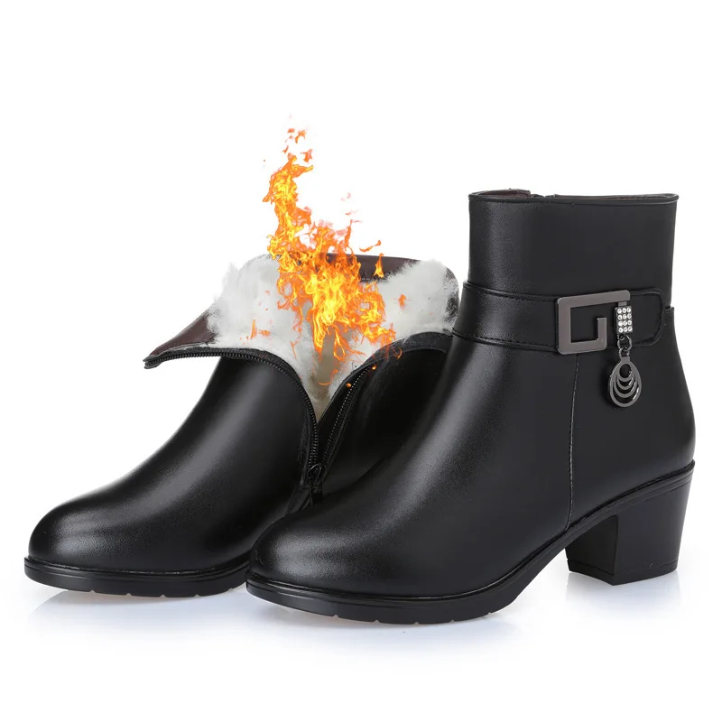 

Woman Winter Cotton Boots Girls With Shoes Genuine Leather Wool 41 With Women's Shoes 43