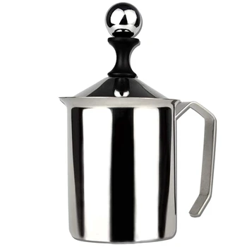 

HOT!Manual Foamer Cream Cappuccino Latte Foam Pitcher Handle, Lid, Double Layer Filter, Stainless Steel, 17 Ounce Capacity (500