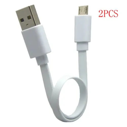 

2pcs 20CM Short Micro USB Charger Cable Cords Portable Power Bank Flat cable for Android phone only charge