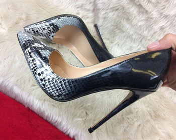 

2020 new color matching snakeskin high heels 12cm stiletto pumps wedding shoes