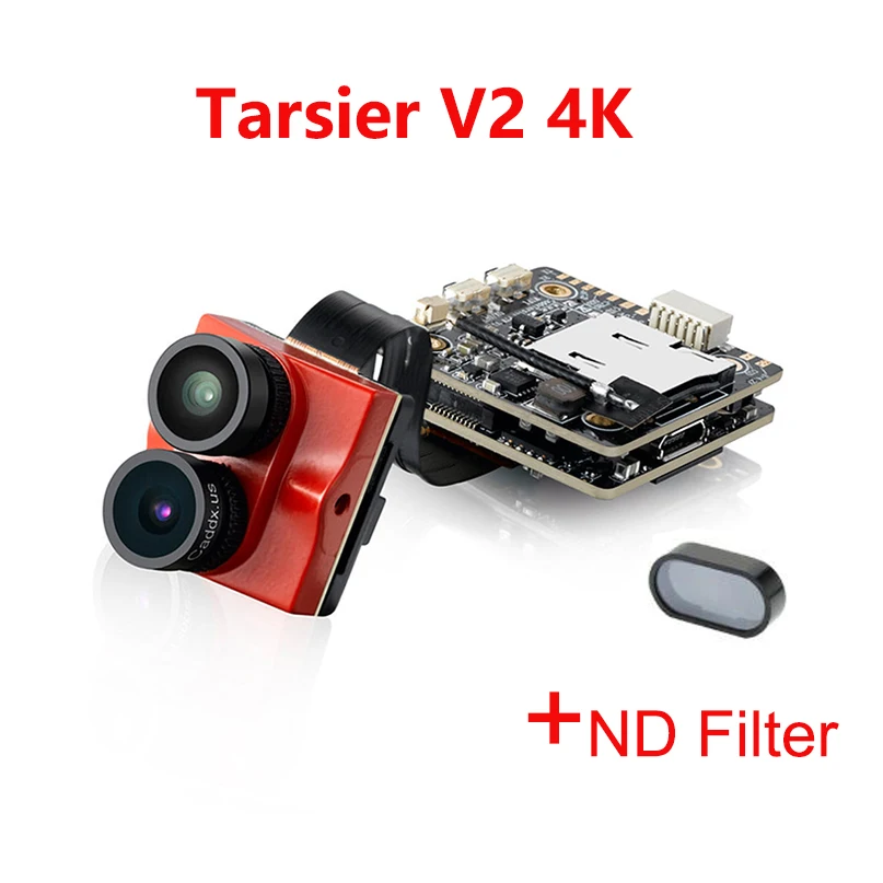 Caddx.us Tarsier V2 4K 30fps 1200TVL двойной объектив Супер WDR WiFi Мини FPV камера HD Запись DVR двойной аудио OSD для гонок Дрон - Цвет: Red With ND Filter