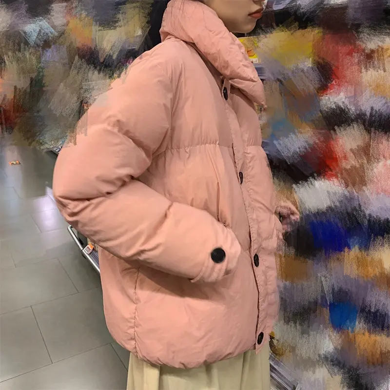 women Coat 2 RICININA, зимняя куртка, Женская парка, пуховик с капюшоном, длинный рукав, пуговицы, одноцветное шерстяное пальто, Женская одежда оверсайз, теплые пуховики - Цвет: women Coat 2