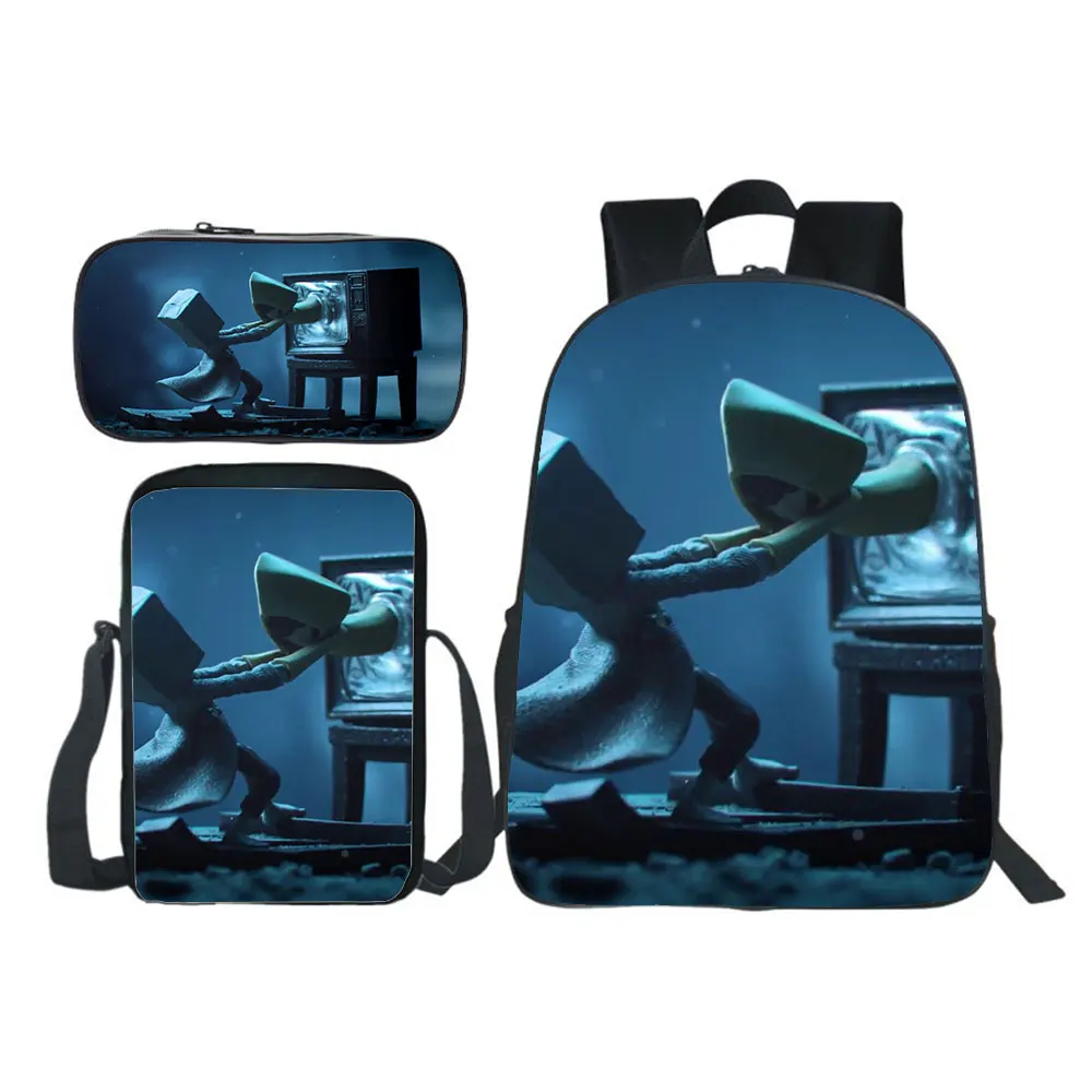 Little Nightmares New Kids Backpack 3pcs Set Boy Girl School Bag Teens Bookbag Rucksack Gift(backpack+shouder Bag+pen Bag)