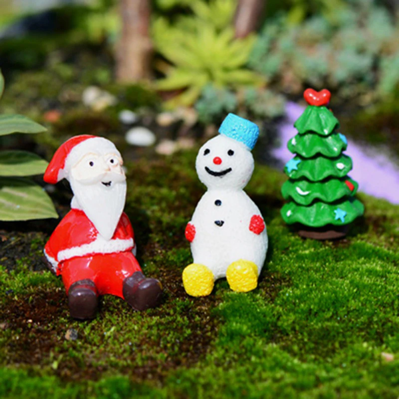 

Christmas tree Santa Claus Snowman Ornament Garden Miniatures DIY Decoration Crafts Figurines Micro Landscape decor 1PC