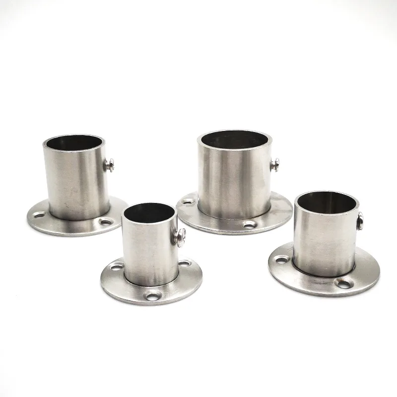 Stainless Steel High Base Flange Base Thick Brushed Flange Stainless Steel round Tube Seat Curtain Rod Rome Rod Flange Base