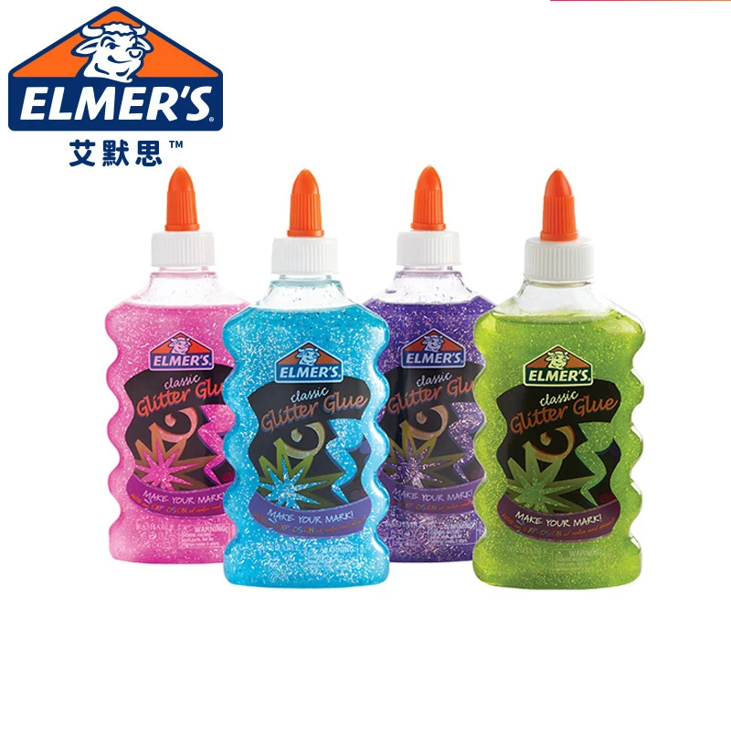 1 Bottle Elmer's Liquid Glitter Glue, Washable, Green, Pink , Purple, Blue,  6 Ounces 177ml - Great For Making Slime